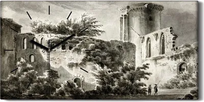 Produktbild von Wandbild Leinwand Bilder Wanduhr 60x30 Malerei Bäume Schloss Soldaten Kunst - schwarze Hände