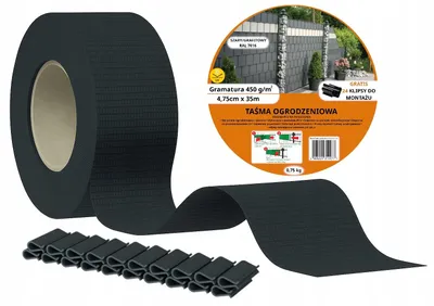 Produktbild von TAŚMA OGRODZENIOWA OSŁONA NA OGRODZENIE PŁOT +UV 24KLIPSY 4,75cmx35m grafit