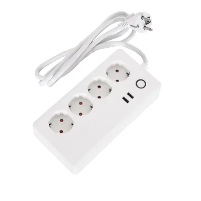Produktbild von Steckerleiste mit 4 Steckdosen Typ F Schuko + 2 x USB WiFi  Weiß