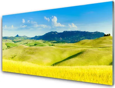 Produktbild von Acrylglasbilder 100x50 Wandbild Druck Äcker Gebirge Landschaft