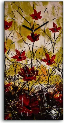 Produktbild von Leinwand Wanduhr Wandkunst Uhr Geräuschlos 30x60 Foto Bild Wiesen Blumen Malerei - schwarze Hände