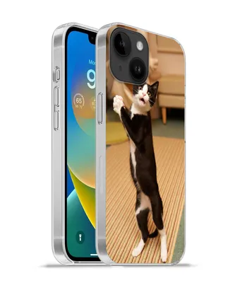 Produktbild von MuchoWow® Handyhülle Schutzhülle Hülle für Apple iPhone 14 - Softcase Katze - Wohnzimmer - Schwarz Silikon Softcase Handy Hülle - Mobiltelefonhülle