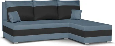 Produktbild von Ecksofa mit Schlaffunktion GUSTAV - Marineblau/Schwarz