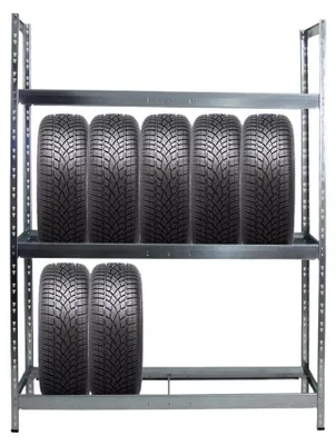 Produktbild von Reifenregal TIGER XL | HxBxT 200x150x45cm | 300kg Fachlast | bis zu 18 Reifen auf 3 Ebenen | Verzinkt