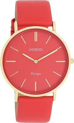 Produktbild von Oozoo Damen Lederarmband Uhr Vintage Series orange rot Analog Quarzuhr UOC20325