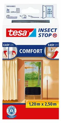 TESA Moskitonetz für Türen TESA Moskitonetz Tür Comfort Schwarz 1,2 m x 2,5 m