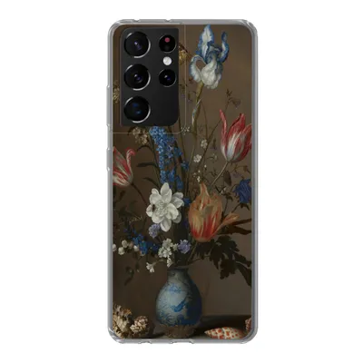 Produktbild von MuchoWow® Handyhülle Schutzhülle Hülle für Samsung Galaxy S21 Ultra Blumen in einer Wan-Li-Vase und Muscheln - Gemälde von Balthasar van der Ast Silikon Softcase Handy Hülle - Mobiltelefon