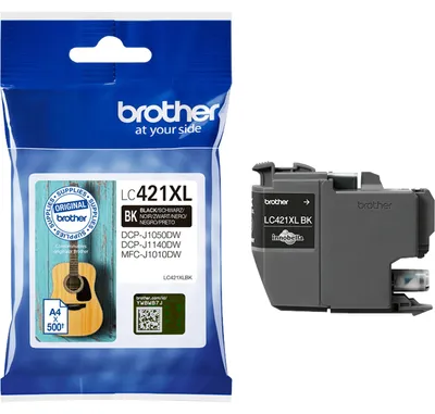 Produktbild von Brother LC-421XLBK, Hohe (XL-) Ausbeute, Schwarz, 1 Stück(e), 500 Seiten, 500 Seiten, Einzelpackung