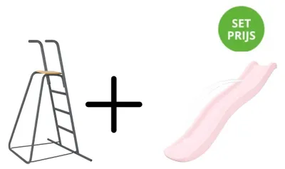 Productafbeelding van Glijbaan 1,75 m met trap en wateraansluiting pastel roze