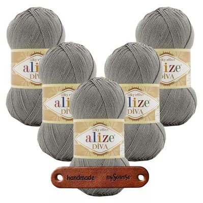 Produktbild von 5 x ALIZE Diva 87 Coal Grey mit Label