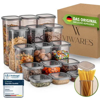 Produktbild von Viwares Vorratsdosen mit Deckel Luftdicht, 15er Vorratsbehälter Set BPA-Frei, Vorratsdose zur Müsli Mehl Aufbewahrung Küche, Praktische Organizer Küche, Frischhaltedosen für Lebensmittelaufbewahrung
