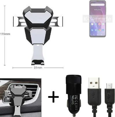 Produktbild von K-S-Trade KFZ Halterung kompatibel mit Cubot P60 Halterung Lüftungshalterung Lüftungsschlitz schwarz-silber Autohalterung Handy inkl. KFZ Ladegerät