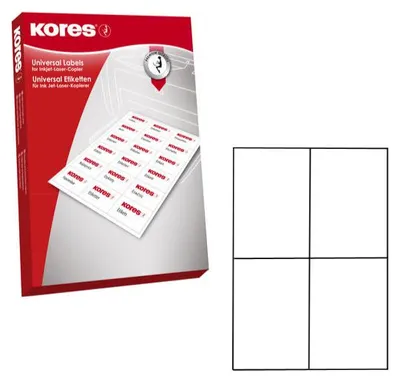 Immagine prodotto di Kores 100 fogli di etichette A4 bianco 105x148,5 mm