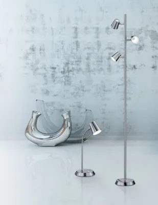 Obrázek produktu pro Otočná stojací lampa LED matný nikl s dotykovým stmívačem výška 154 cm - Obývací pokoj