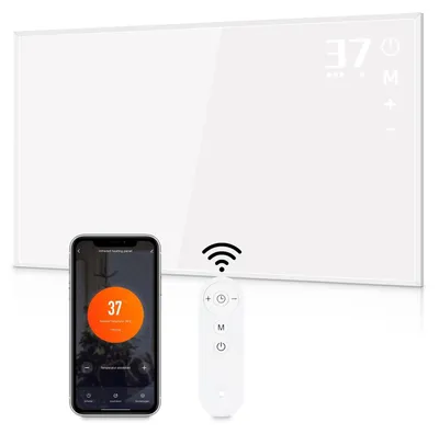 Productafbeelding van ZMH Elektrische verwarming 600W met thermostaat. Energiezuinige infraroodverwarming, wandverwarming, elektrische verwarming met afstandsbediening