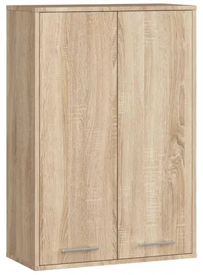 Productafbeelding van Hangende badkamerkast, smal, 64 cm breed, met 2 deuren en 4 planken. Wandplank, 64 x 94 x 30 cm, ideaal voor kleine ruimtes