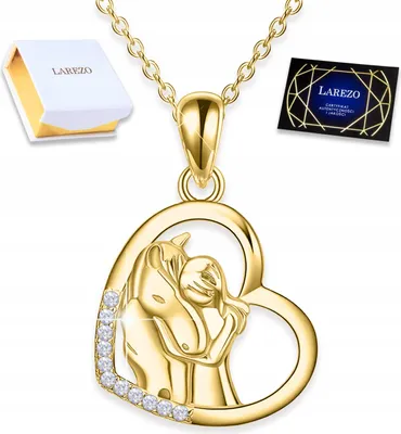 Immagine prodotto di Collana in oro con motivo di bambina, cuore a forma di cavallo, Ponyfreund, argento 925