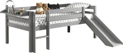 Produktbild von Kojenbett mit Rutsche Karolina 208x175x83 Massivholz Grau