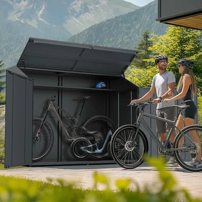 Produktbild von Fahrradgarage Fahrradbox Metall Box 200x100x157 cm abschließbar für 4 Fahrräder