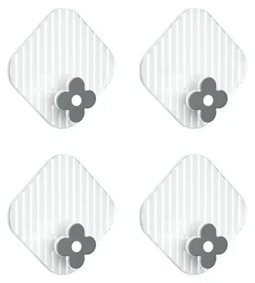 Productafbeelding van 4 stuks zelfklevende haken van kunststof, waterdicht, nagelvrij, handdoekhouder, wandhaken voor keuken, badkamer, plafond, kantoor, transparant zilver
