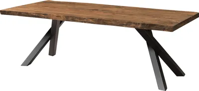 Image de MASSIVMOEBEL24 | Table à Manger en bois de Sheesham 240x100x76 naturel teinté / pieds en A anthracite matte FREEFORM 5