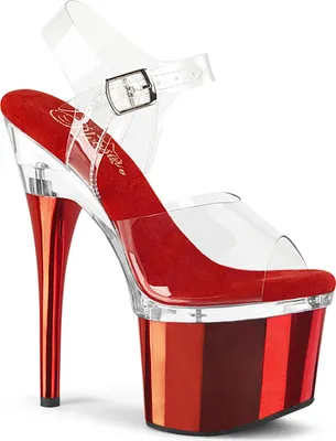 Produktbild von ESTEEM-708 Damen Sandale von Pleaser, Transparent Rot , EU 40, US 10