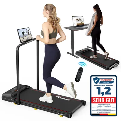 Produktbild von Laufband für Zuhause&Büro,3-in-1 Walking Pad,klappbar mit Fernbedienung &Stoßdämpfung,platzsparend,leise,FUNLIFE F1 rot