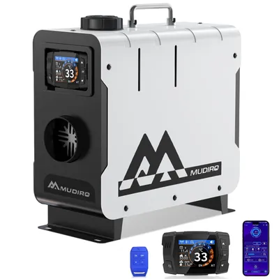 Produktbild von MUDIRO M-5S EVO-H 8kW Diesel-Luftheizung, weiß, stehend, ohne Adapter, CO-Schutz,höhenadaptiv bis 5500 m, Smart-LCD mit Bluetooth & Fernbedienung