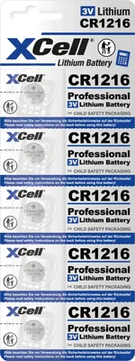 Zdjęcie produktu dla Bateria guzikowa litowa XCell CR1216, opakowanie 5 sztuk, 3 V/30 mAh