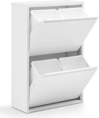 Produktbild von GOWOLL Mülltrennsystem 4 Fach Mülleimer Küche aus Metall Fleckenfest Wandmontage Abfalleimer Küchenmülleimer mit Herausnehmbarer Inneneimer Recycling