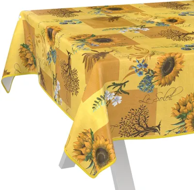 Produktbild von Tischdecke wasserabweisend abwaschbar Gelb 200x140cm Band Rustikaler Sonnenblume Wachstuch Gartentischdecke
