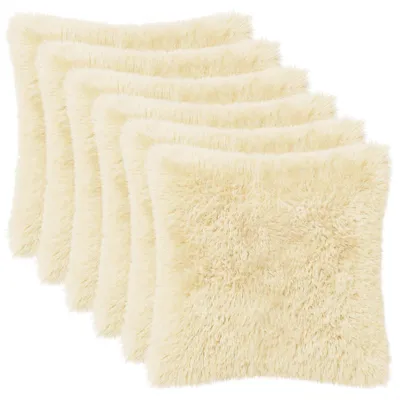 Immagine prodotto di Cuscini decorativi vidaXL, confezione da 6, colore crema, 50 x 50 cm, tessuto in pile poliestere