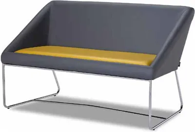 Obrázek produktu pro Dvoumístná designová pohovka 2místná žlutá látková pohovka kožený nábytek šedá lavice