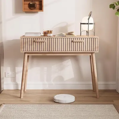 Obrázek produktu pro Konzolový stolek se dvěma zásuvkami, vstupní stolek, moderní design, konzole, dřevo