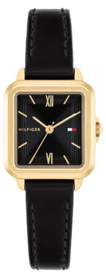 Produktbild von Tommy Hilfiger Uhr mit DREI-Zeiger-Quarzwerkfür Damen mit Schwarzes Lederarmband