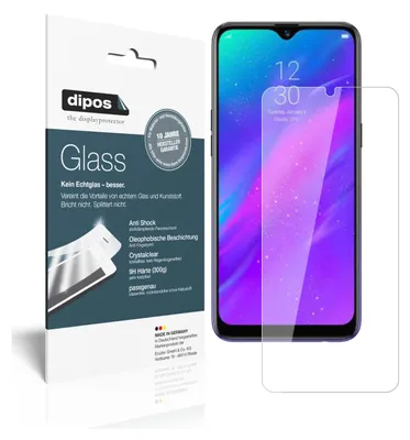 Produktbild von 2x Schutzfolie für Oppo Realme 3 Pro - Anti-Shock 9H Folie dipos Glass