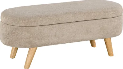 Image de HOMCOM Banc de chevet rembourré avec espace de rangement dissimulé, en bois et polyester, 110x40x43 cm, beige