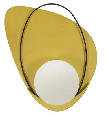 Produktbild von Wandleuchte Circly aus goldenem Eisen und Glas mit gelbem Hintergrundelement 28x17x32 cm