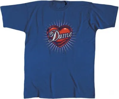 Produktbild von T-Shirt uni mit Aufdruck - HERZ DAME - 09363 Blau - Gr. S-XXL Größe - XL