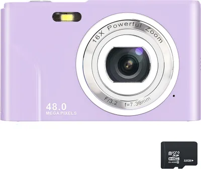 Produktbild von ZELURXX Tragbar Digitalkamera, 32GB Kompaktkamera, grifffreundlich, 48 MP, HD-Display, Zoomobjektiv, IPS-Bildschirm, Lila