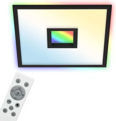 Image de Panneau LED avec contrôle RVB et de la température de couleur, 24W 2200lm, 44x44x6cm, avec rétroéclairage et télécommande , Plafonnier LED moderne pour salon ou chambre