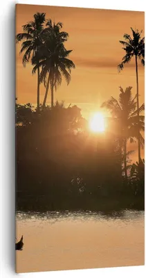 Produktbild von Bild auf Leinwand - Leinwandbild - Palme Fluss Sommer - 65x120cm - Wand Bild - Wanddeko - Leinwanddruck - Bilder - Kunstdruck - Wanddekoration - Leinwand bilder - Wandkunst - PA65x120-3894