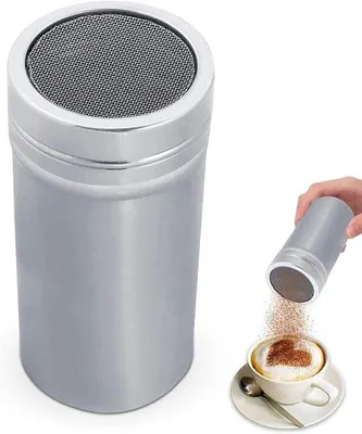 Imagen del producto de Colador para café fino - 6,5 x 12,7 cm - Dosificador de cacao en polvo - Colador de acero inoxidable - Ideal para colador de azúcar, filtro de café, dosificador de sal, cacao, harina