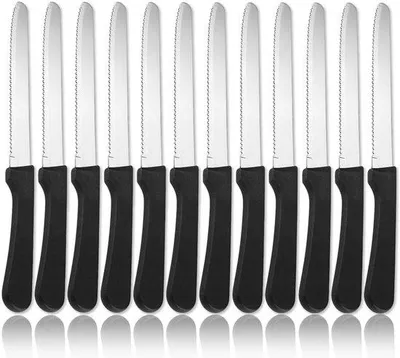 Productafbeelding van Steakmessen Set van 12 - Gekartelde Roestvrijstalen Keukenmessen met Ergonomisch Handvat