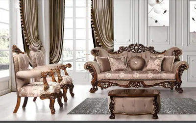 Produktbild von Sofagarnitur 3+1+1 Sitzer Garnitur Sessel Sofas Sitz Stoff Luxus Barock Möbel