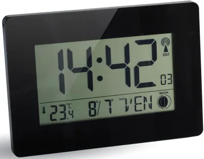 Image de Horloge murale à affichage numérique, 22,9 x 16,2 x 2,7 cm, noire