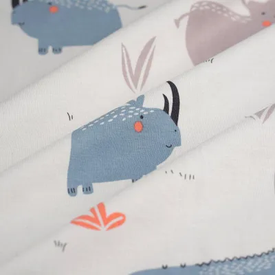 Produktbild von Jersey Baumwollstoff Rhino 150 cm - MT Multicolor Weiß