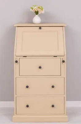 Produktbild von Casa Padrino Landhausstil Sekretär Kommode Beige 65 x 45 x H. 110 cm - Massivholz Schrank mit 5 Schubladen - Massivholz Möbel - Landhausstil Möbel