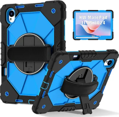Produktbild von Hülle für Huawei MatePad 11.5 S 2024 Tablette Schutzhülle Stoßfeste mit 360 Drehbarer Handschlaufe/Ständer Schwarz Blau