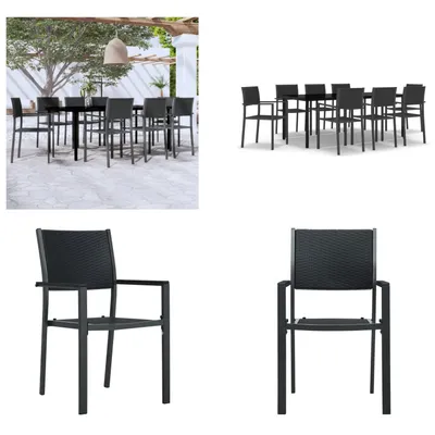 Produktbild von vidaXL 9 tlg. Garten Essgruppe Schwarz - Garten-Essgruppe - Garten-Essgruppen - Essgruppe - Gartenmöbel